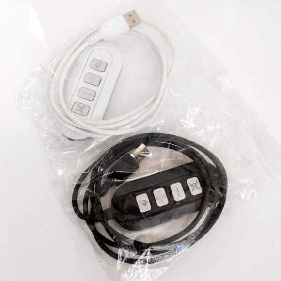 Lot of 2 MPOW PA071A USB Computer Headset Inline Control 3.5mm Jack White/Black - Picture 1 of 2
